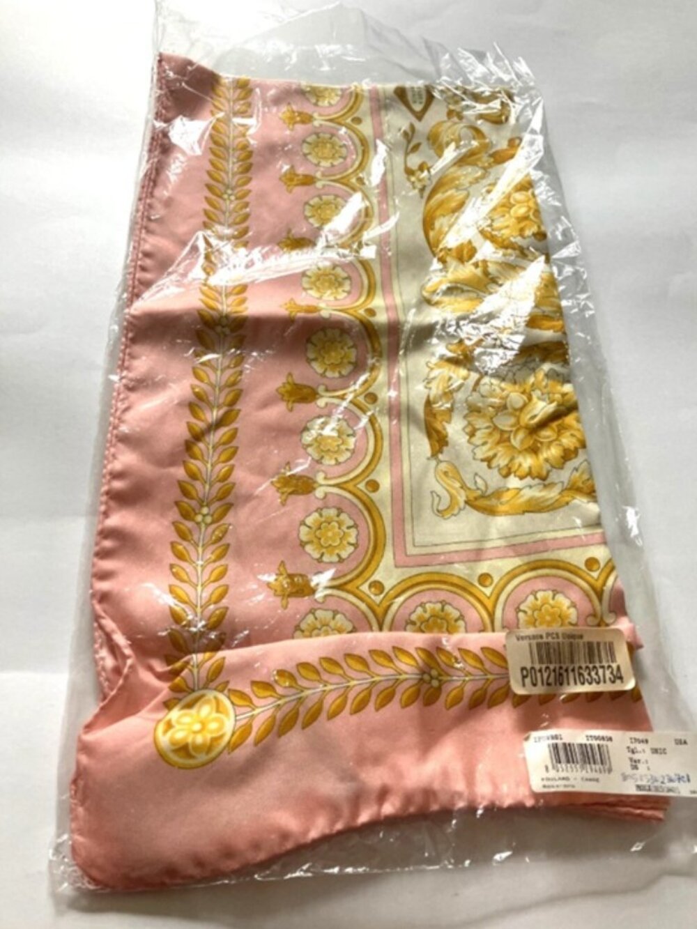 Versace Pink & Gold Barocco Silk Scarf New with Tags from Saks Fifth Avenue